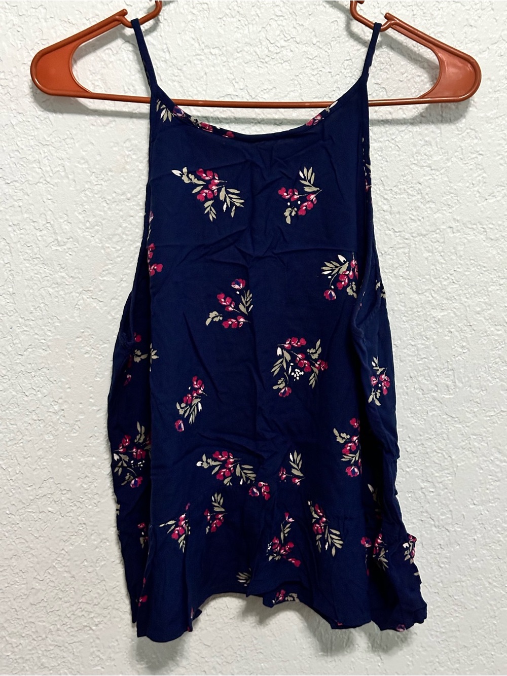 Arizona Jean Company Navy Floral Spaghetti-Strap Halter Top